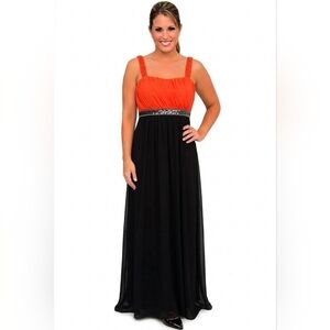 ENFOCUS STUDIO Orange and Black Maxi Gown Dress SIZE 10